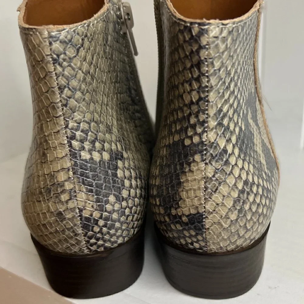 Lucky Brand | Beige Snake-Embossed Bhadie Leather Bootie - Women Size 7.5